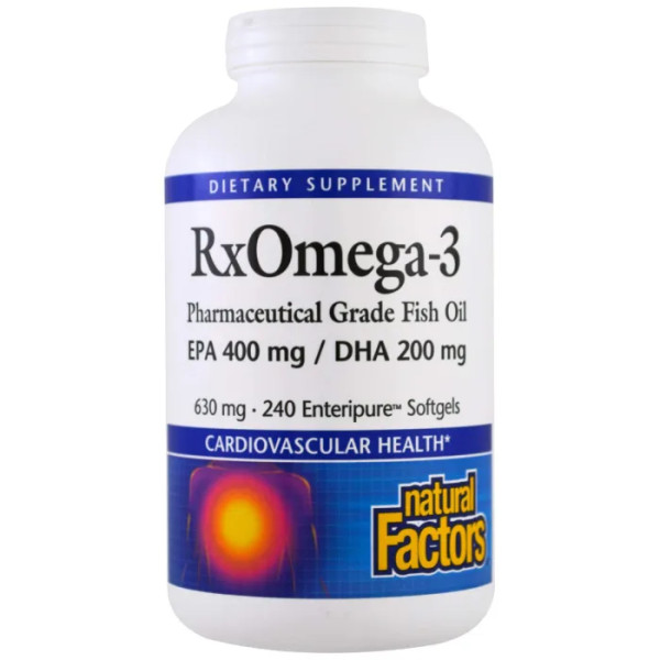 Риб'ячий жир, Омега 3, Rx Omega-3, Natural Factors, EPA 400 мг \/ DHA 200 мг, 240 капсул