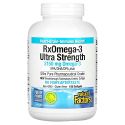 Рыбий жир 2150 мг, RxOmega-3 Ultra Strength, Natural Factors, 150 гелевых капсул