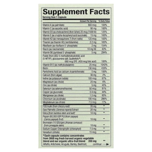 Мультивітаміни для чоловіків 50+, Whole Earth & Sea, Natural Factors, 60 вегетаріанських капсул