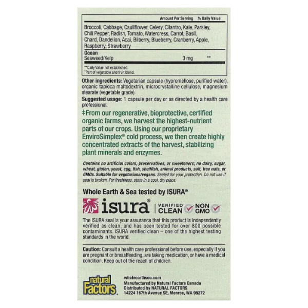 Мультивітаміни для чоловіків 50+, Whole Earth & Sea, Natural Factors, 60 вегетаріанських капсул