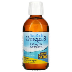 Омега 3 жидкая вкус лимонное безе, Natural Factors SeaRich Omega-3, 200 мл