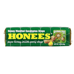 Льодяники від кашлю ментол евкаліпт, Honees Menthol Eucalyptus Cough Drops, 45 г