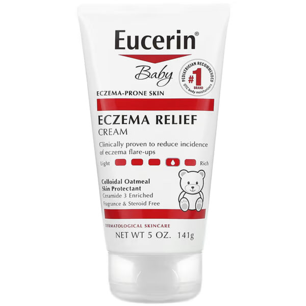 Дитячий крем для тіла, Eczema Relief Cream, Eucerin, від екземи, без запаху, 141 г