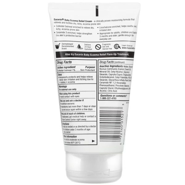 Дитячий крем для тіла, Eczema Relief Cream, Eucerin, від екземи, без запаху, 141 г