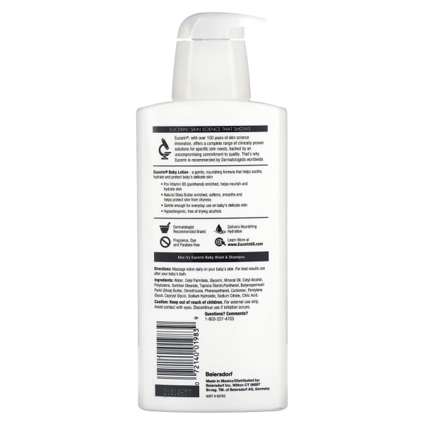 Дитячий лосьйон, без запаху, Baby Lotion, Eucerin, без ароматів, 400 мл