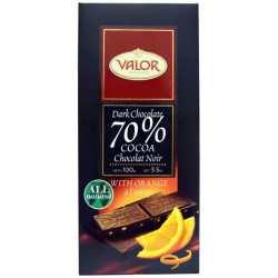 Шоколад чорний 70% какао з апельсином, Valor Dark Chocolate, 100 г