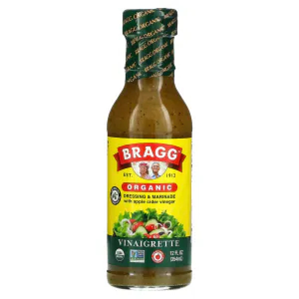 Заправка та маринад з яблучним оцтом, Вінегрет, Organic Dressing & Marinade with Apple Cider Vinegar, Bragg, органік, оливкова олія та кокосові амінокислоти, 354 мл