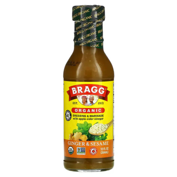 Заправка та маринад із яблучним оцтом, Organic Dressing & Marinade with Apple Cider Vinegar, Bragg, органік, імбир та кунжут, 354 мл