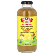 Яблучний оцет органічний пребіотик, Bragg Organic Apple Cider Vinegar Refreshers, імбир лимон та мед 473 мл