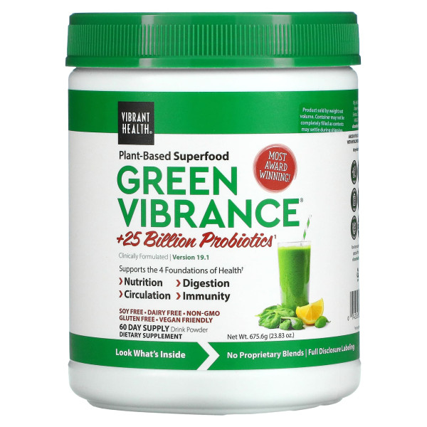 Суперфуд, Green Vibrance, Version 19.1, Vibrant Health, +25 млрд пробіотиків, 675.6 г