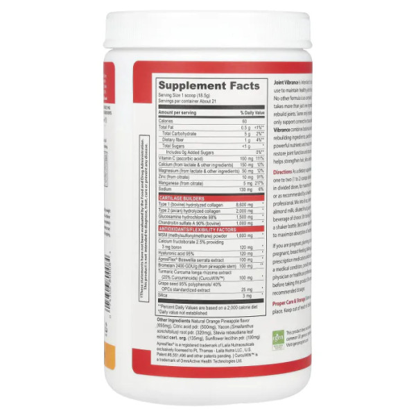 Підтримка здорової функції суглобів Joint Vibrance, Version 5.0, Vibrant Health, апельсин-ананас, 388,5 г