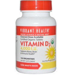 Вітамін D3 4000 МЕ, Vibrant Health Вітамін D3, 100 таблеток