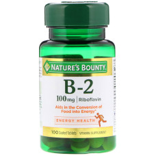 Рибофлавін 100 мг, Vitamin B-2 від Nature's Bounty, 100 таблеток