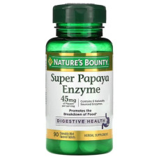 Ферменти папайї, Nature's Bounty Super Papaya Enzyme, м'ятний смак, 15 мг, 90 жувальних таблеток