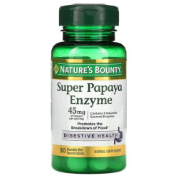 Ферменты папайи, Nature's Bounty Super Papaya Enzyme, мятный вкус, 15 мг, 90 жевательных таблеток