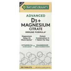 Вітамін D3 з цитратом магнію, підтримка імунітету, Nature's Bounty Advanced D3+ Magnesium Citrate, 90 таблеток