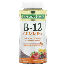 Вітамін B12 жувальні, смак малина, змішані ягоди та апельсин, Nature's Bounty Vitamin B-12 Gummies, 160 жувальних цукерок