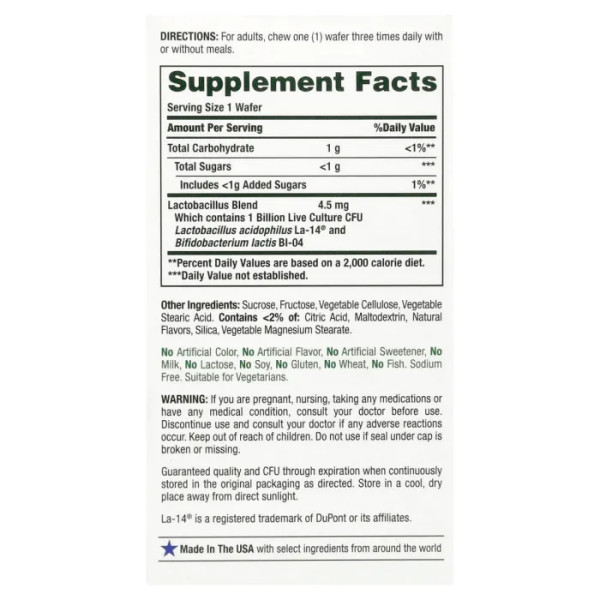 Пробіотик ацидофілус, Chewable Probiotic Acidophilus, Nature's Bounty, зі смаком полуниці, 1 мільярд, 60 жувальних вафель