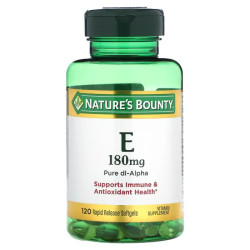 Витамин E 180 мг быстрое высвобождение, Nature's Bounty Vitamin E, 120 капсул
