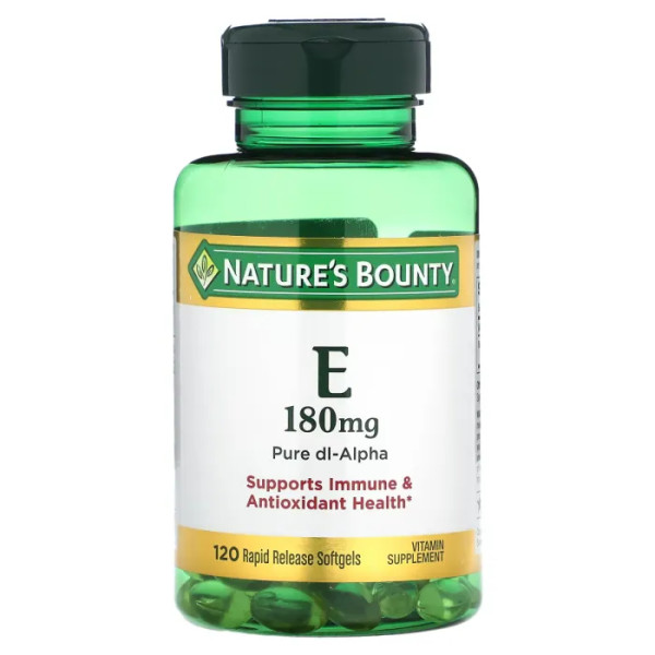 Вітамін E, Vitamin E, Nature's Bounty, 180 мг, 120 капсул зі швидким вивільненням