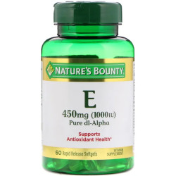 Вітамін E 450 мг (1000 МО), Nature's Bounty Vitamin E, 60 швидкодіючих капсул