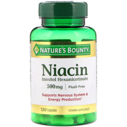 Ніацин 500 мг, без почервоніння, Niacin Nature's Bounty, 120 капсул