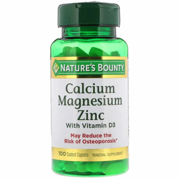 Кальцій магній цинк з вітаміном D3, Calcium Magnesium Zinc, Nature's Bounty, 100 капсул