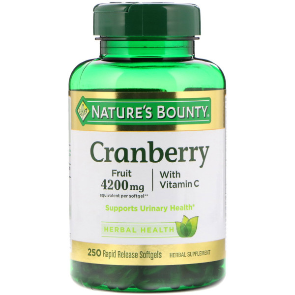 Журавлина + вітамін С, Cranberry, Nature's Bounty, 250 капсул