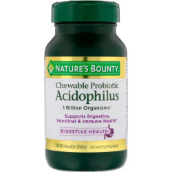 Пробиотики с клубничным вкусом, Nature's Bounty Probiotic Acidophilus, 100 жевательных конфет