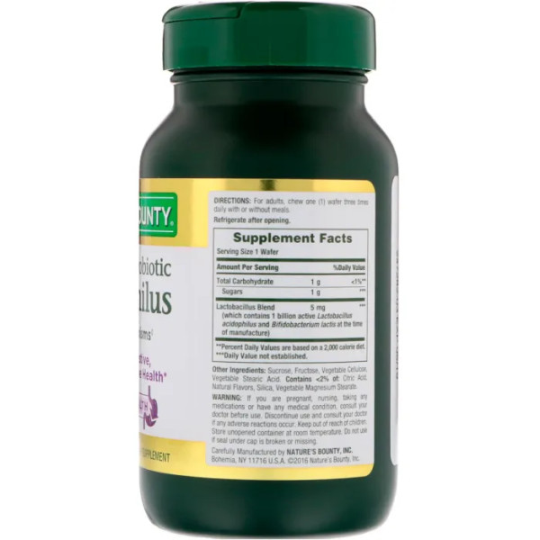 Пробіотик, Probiotic Acidophilus, Nature's Bounty, смак полуниці, 100 жувальних цукерок