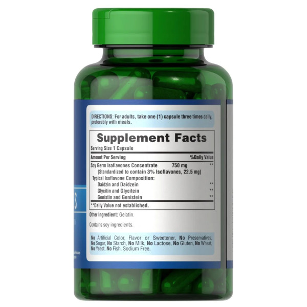 Ізофлавони сої, Soy Isoflavones, Puritan's Pride, 750 мг, 120 капсул швидкого вивільнення