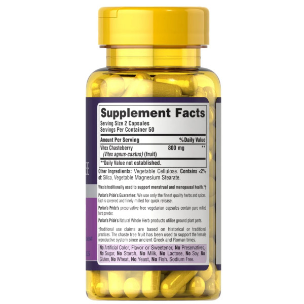 Витекс священный, Vitex Chaste Tree, Puritan's Pride, 400 мг, 100 капсул