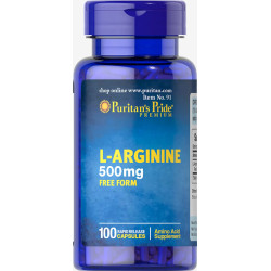 L-аргинин 500 мг, Puritan's Pride L-Arginine, 100 капсул