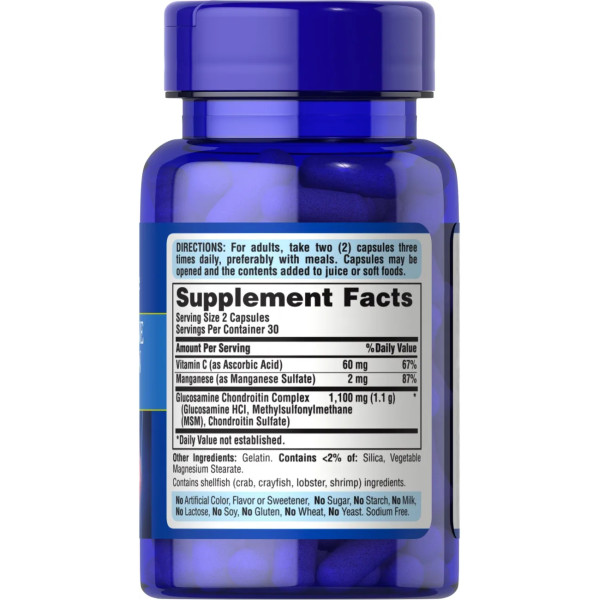Глюкозамін хондроїтин, Glucosamine Chondroitin Complex, Puritan's Pride, 60 капсул