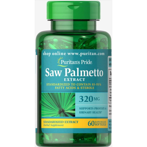 Со Пальметто, Saw Palmetto, Puritan's Pride, стандартизований екстракт, 320 мг, 60 гелевих капсул