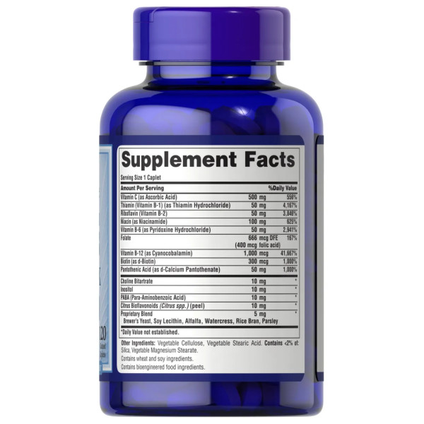 Вітамін В (комплекс) з вітаміном С, від стресу, Stress Vitamin B-Complex, Puritan's Pride, 120 крапель уповільненим вивільненням