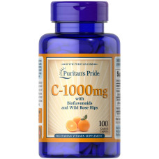 Вітамін C 1000 мг, Puritan's Pride Vitamin C, з шипшиною, 100 каплет