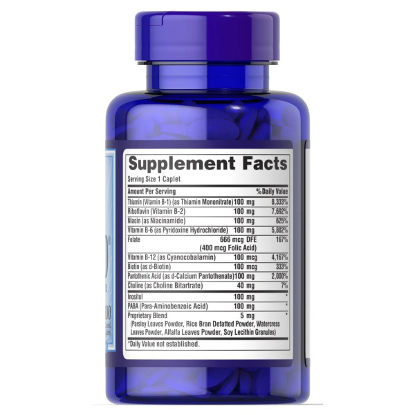 Вітаміни групи В, комплекс, Vitamin B-100, Puritan's Pride, 100 капсул