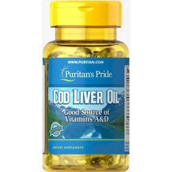 Риб'ячий жир з печінки тріски 415 мг, Puritan's Pride Cod Liver Oil, 30 гелевих капсул