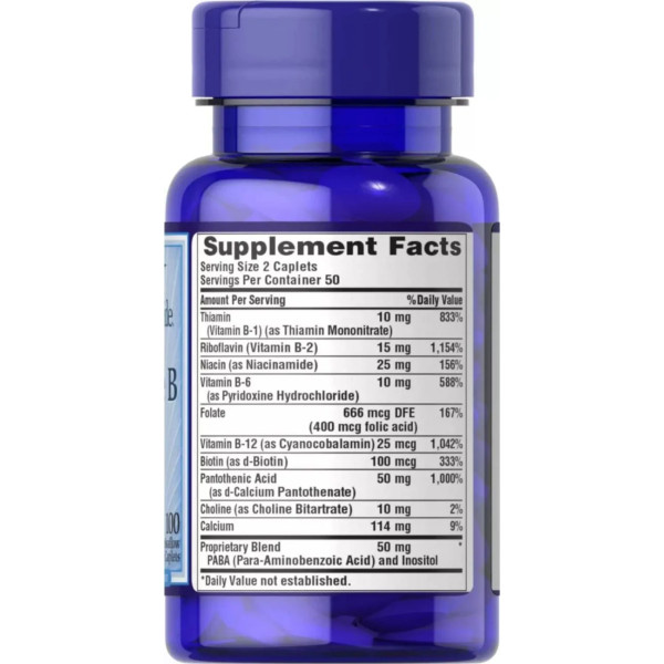 Комплекс вітамінів групи В, Complete B, Puritan's Pride, 100 капсул