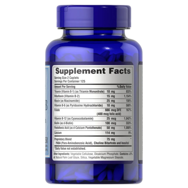 Комплекс вітамінів групи В, Complete B, Puritan's Pride, 250 каплет