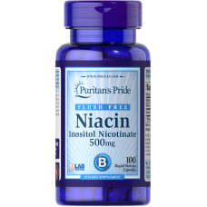 Ніацин без припливів 500 мг, Puritan's Pride Flush Free Niacin, 100 капсул