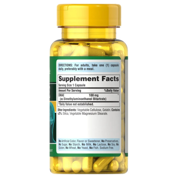 Диметиламиноэтанол, DMAE, Puritan's Pride, 100 мг, 100 капсул