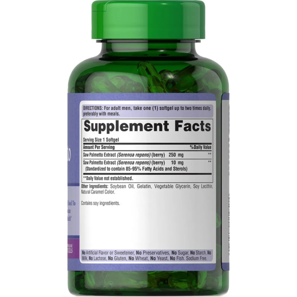 Со пальметто, Saw Palmetto, Puritan's Pride, екстракт, 180 гелевих капсул