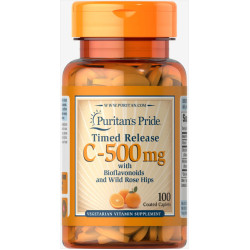 Витамин C с шиповником 500 мг, Puritan's Pride Vitamin C Rose Hips, 100 каплет