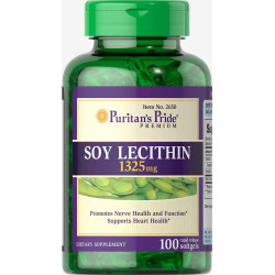 Лецитин соевый 1325 мг, Puritan's Pride Soy Lecithin, 100 гелевых капсул