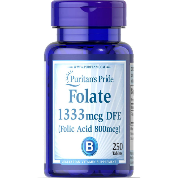 Фолієва кислота, Folic Acid, Puritan's Pride, 800 мкг, 250 таблеток
