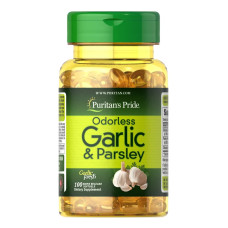 Чеснок и петрушка 500 мг 100 мг, Puritan's Pride Odorless Garlic Parsley, без запаха, 100 гелевых капсул
