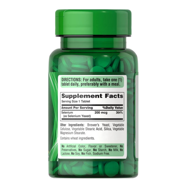 Селен, Selenium, Puritan's Pride, 200 мкг, 100 таблеток