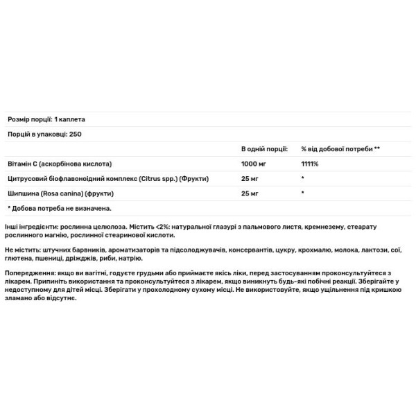Вітамін С з шипшиною, Vitamin C, Puritan's Pride, 1000 мг, 250 каплет